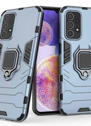 Чехол fiji ring для samsung galaxy m23 5g (m236) бронированный бампер с кольцом подставкой темно-синий
