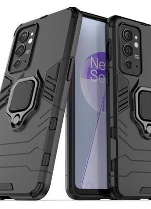 Чохол fiji ring для oneplus 9rt 5g броньований бампер з кільцем підставкою чорний