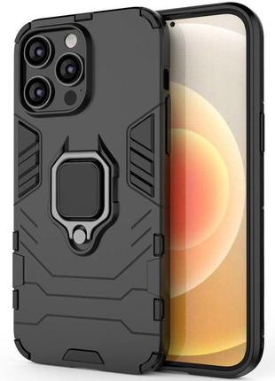 Чехол fiji ring для apple iphone 14 pro max бронированный бампер с кольцом подставкой черный