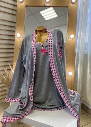 Комплект 2в1 / комплект халатик и ночная рубашка / набор в роддом