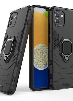 Чохол fiji ring для samsung galaxy a03 (a035) броньований бампер з кільцем підставкою чорний