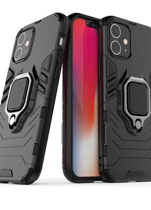 Чохол fiji ring для apple iphone 12 mini броньований бампер з кільцем чорний