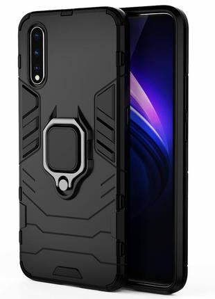 Чехол fiji ring для vivo iqoo neo / y7s бронированный бампер с кольцом черный