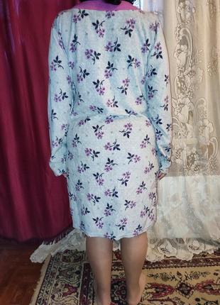 Теплое домашнее флисовое платье, ночная рубашка 46/548 фото