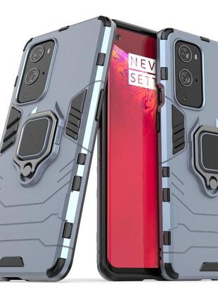 Чехол fiji ring для oneplus 9 бронированный бампер с кольцом темно-синий