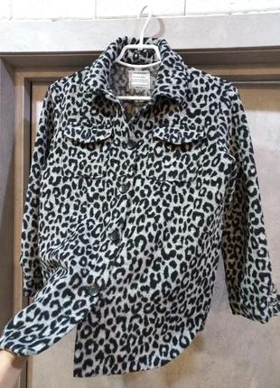 Теплая,стильная,фирменная,актуальная, качественная, рубашка,пальто, оверсайз, в тигровой принт