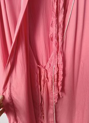 Халат накидка кимоно домашняя одежда розовая базовая классическая тонкая4 фото