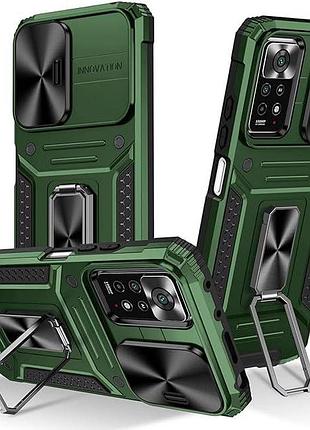 Чохол fiji camera defence для xiaomi redmi note 11 / note 11s бампер із захистом камери та підставкою green
