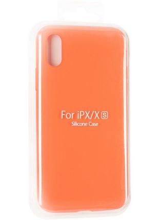 Чехол fiji silicone case для apple iphone xs бампер накладка full soft orange (без лого)2 фото
