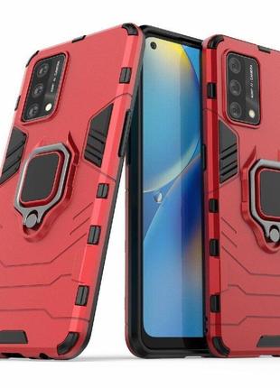 Чехол fiji ring для oppo a95 бронированный бампер с кольцом красный