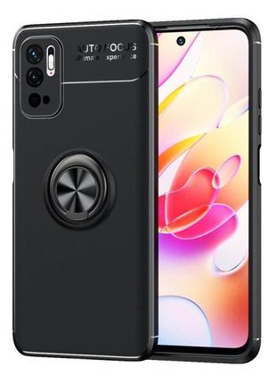 Чохол fiji hold для xiaomi redmi note 10 5g бампер накладка з підставкою black1 фото