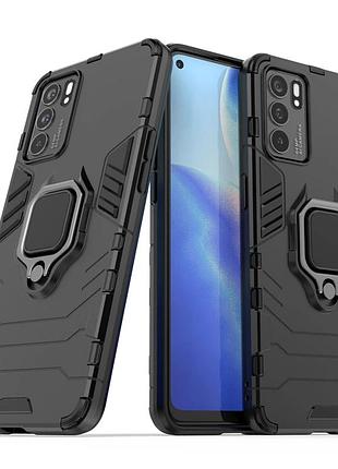 Чохол fiji ring для oppo reno6 5g (cph2251) броньований бампер з кільцем підставкою чорний