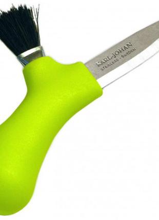 Кухонный нож для грибов с щеткой morakniv (мора) "karl-johan mushroom" lime (10935) нержавеющая сталь