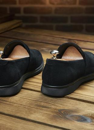 Стильные мужские лоферы edge, черные замшевые туфли, мокасины9 фото