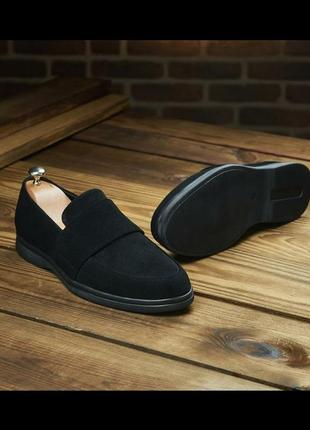 Стильные мужские лоферы edge, черные замшевые туфли, мокасины5 фото