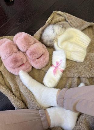 Тёплые носки на зиму, зимние шерстяные носочки белые, высокие для зимы трендовые носки женские,3 фото