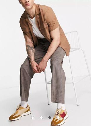 Брюки штаны в клетку с защипами мужские свободные asos типа дедовские классика купить цена