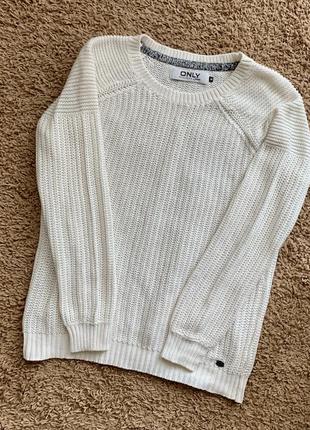 Белый свитер вязаный джемпер only размер s/m1 фото