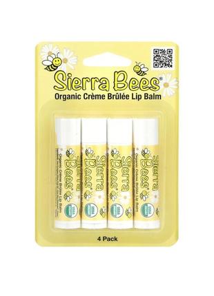 Sierra bees, органические бальзамы для губ, крем-брюле, 4 штуки2 фото