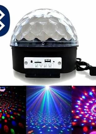 Музичний диско-куля з bluetooth, usb, світломузикою, 2-а динаміками та пультом, диско-куля з вбудованою музикою2 фото