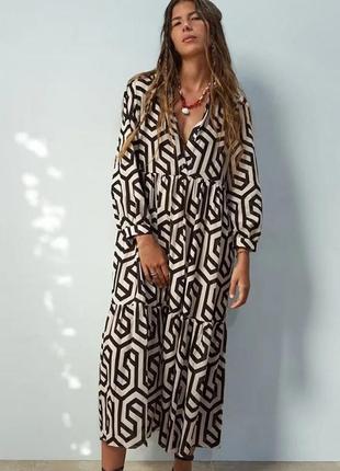 Платье миди в принт от zara