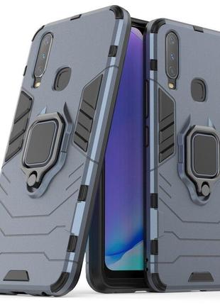Чехол ring case для vivo y11 бронированный бампер с кольцом темно-синий