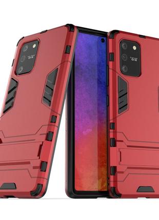 Чехол hybrid case для samsung galaxy s10 lite (g770) бампер с подставкой красный1 фото