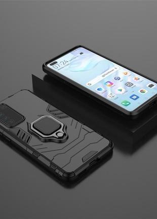 Чохол ring case для huawei p40 броньований бампер з кільцем чорний3 фото