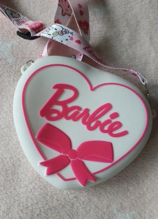 Детская резиновая белая сумочка сумка barbie барбы для девочки сердце на подарок7 фото
