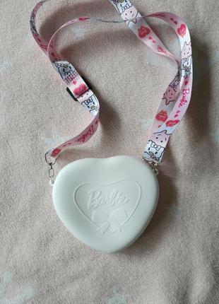 Детская резиновая белая сумочка сумка barbie барбы для девочки сердце на подарок8 фото