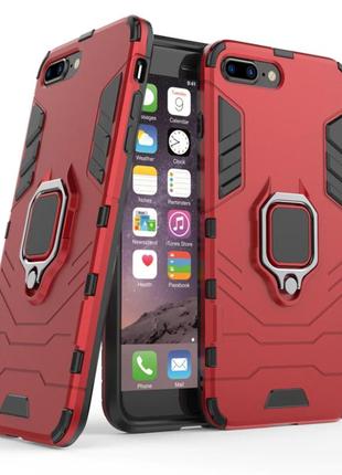 Чехол ring case для apple iphone 8 plus бронированный бампер с кольцом красный1 фото