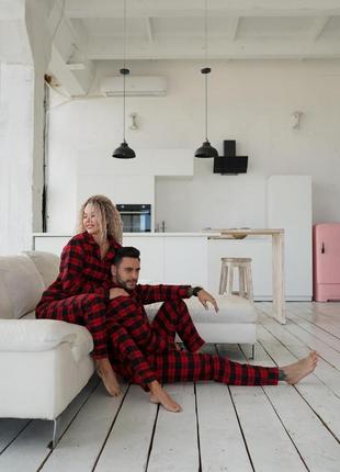 Пижама клетка красно-черная,домашняя пижама, пижама унисекс, стильная пижама