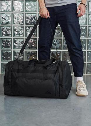 Дорожная сумка черная adidas, черное лого,сумка дорожняя,спортивная сумка,сумка для поездок