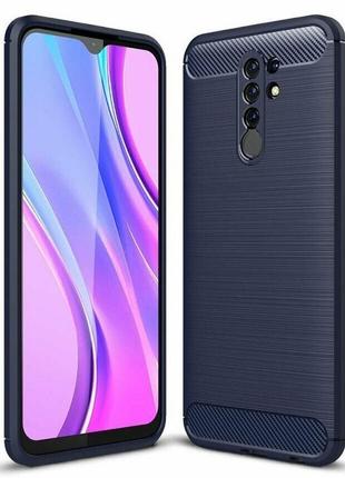 Чехол fiji polished carbon для xiaomi redmi 9 противоударный бампер синий