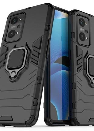 Чехол fiji ring для realme gt neo 2 бронированный бампер с кольцом подставкой черный