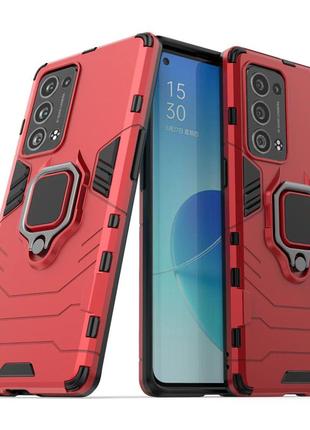 Чехол fiji ring для oppo reno6 pro 5g (cph2247) / reno6 pro plus 5g бронированный бампер с кольцом красный