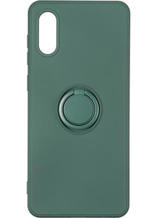 Чехол fiji holder ring для samsung galaxy a02 (a022) бампер накладка с подставкой dark green