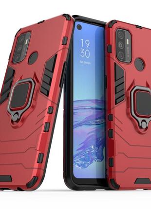 Чехол fiji ring для oppo a53s бронированный бампер с кольцом красный