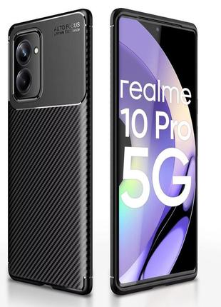 Чохол fiji ultimate carbon для realme 10 pro 5g противоударный бампер чорний