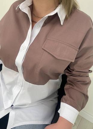 Сорочка жіноча біла рожева блакитна коричнева сіра класична базова з комірцем ділова нарядна святкова повсякденна весняна на весну блузка блуза батал2 фото