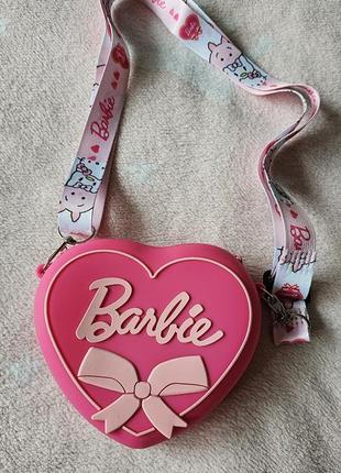 Детская резиновая малиновая сумочка сумка barbie барбы для девочки сердце на подарок2 фото