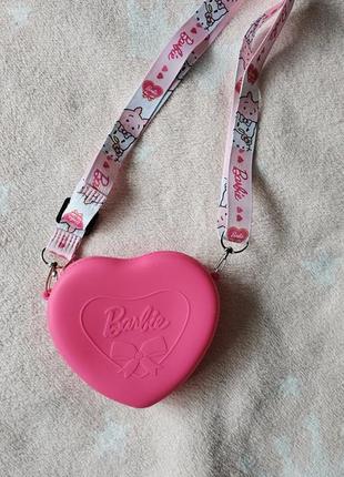 Детская резиновая малиновая сумочка сумка barbie барбы для девочки сердце на подарок4 фото