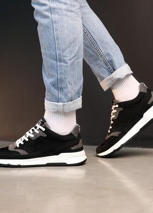 Кроссовки мужские кожаные влагостойкие черные