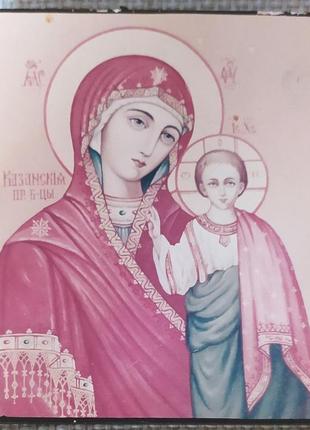 Картина из бисера.картина  на дереве. икона казанской божьей матери4 фото