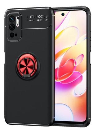 Чехол fiji hold для xiaomi redmi note 10 5g бампер накладка с подставкой black-red