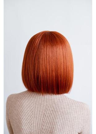 Рыжий парик каре без челки ровные короткие волосы