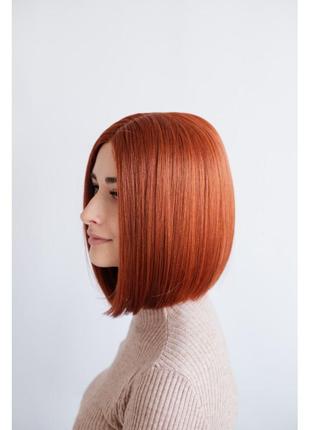 Рыжий парик каре без челки ровные короткие волосы