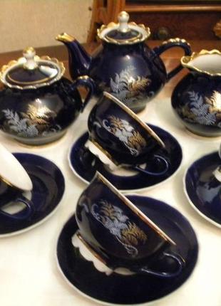 Чайный сервиз кобальт фарфор ссср довбыш