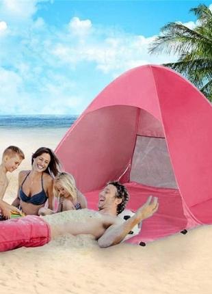Пляжная палатка с дверью и защитой от ультрафиолета stripe 150 х 165 х 110 см красная3 фото