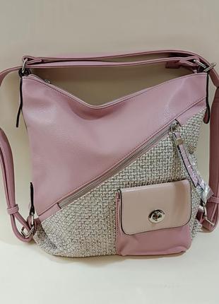 Жіноча сумка рюкзак valle mitto рожева1 фото